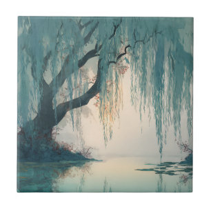 Carreau Reflet d'arbre de saule serein Art de la nature (3