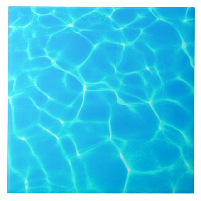 Carreau Réflexions sur l'eau de la piscine bleu chatoyante (Devant)