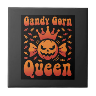 Carreau Reine de bonbons de Halloween Design Vectoriel Rét