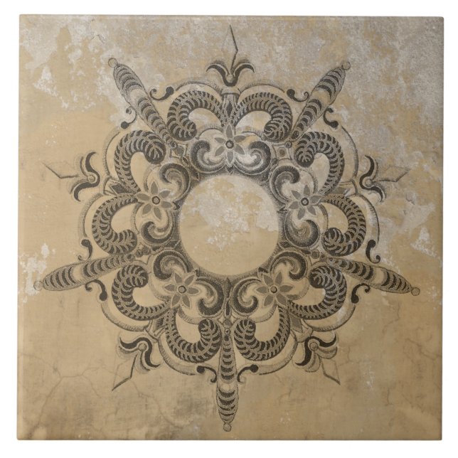 CARREAU RENAISSANCE FLORALE ÉLÉGANTE DU XVIE SIÈCLE (Devant)