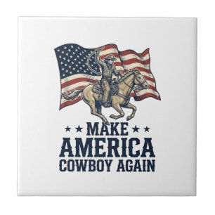 Carreau Rendez à l'Amérique son Cowboy Patriote Chemise We