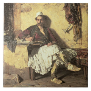 Carreau Repos albanais de sentinelle (Arnaueti) (huile sur