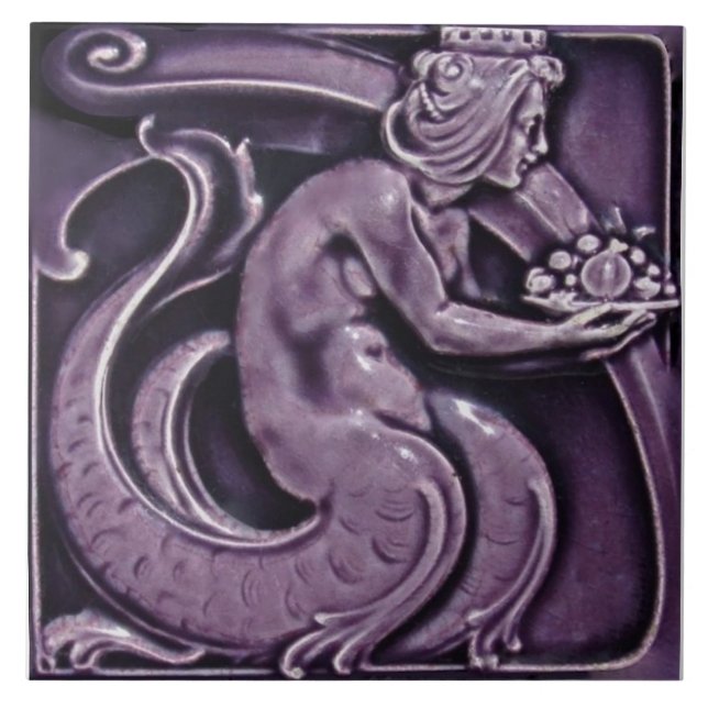 Carreau Repro 1900 Villeroy+Boch Purple Majolica Mermaid (Devant)