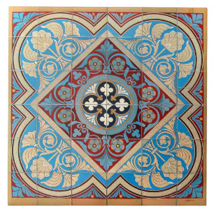 Carreau Repro Allemand Géométrique Art Nouveau Jugendstil 