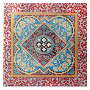 Carreau Repro Allemand Géométrique Art Nouveau Jugendstil