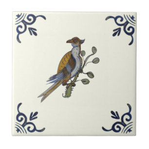 Carreau Repro Antique Antique Antique Oiseau peint à la ma