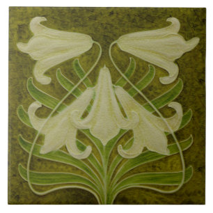 Carreau Repro Antique Art Nouveau Faux Relief Sepia Toned