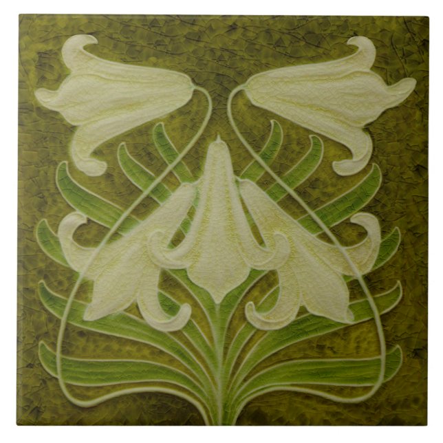 Carreau Repro Antique Art Nouveau Faux Relief Sepia Toned (Devant)