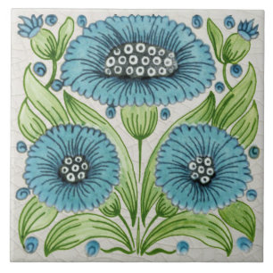 Carreau Repro Antique Arts & Crafts c1900 De Morgan Floral