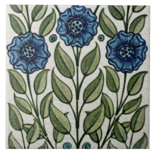 Carreau Repro Antique De Morgan Floral Vert