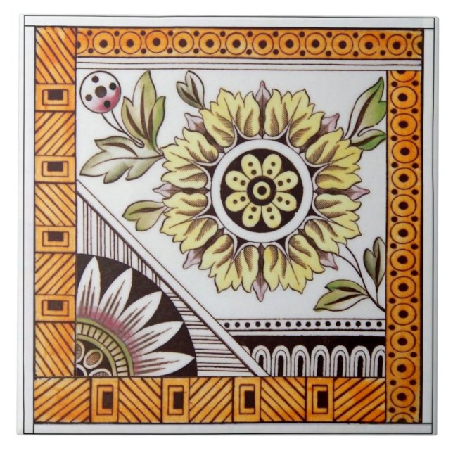 Carreau Repro Antique Floral Esthétique Victorien Eastlake (Devant)
