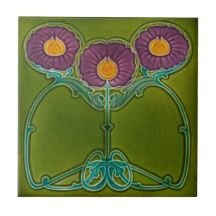 Carreau Repro Antique Marsden Art Nouveau Floral violet