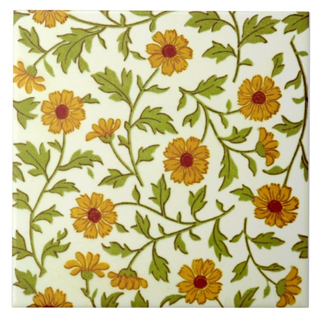 Carreau Repro Antique Minton Chine : le modèle floral glob (Devant)