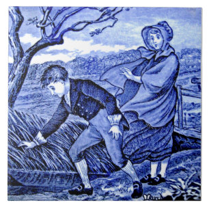 Carreau Repro Antique Wedgwood Blue Calendar Series Mars