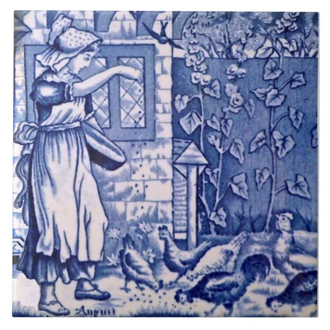 Carreau Repro Antique Wedgwood Blue Septembre Calendrier (Devant)