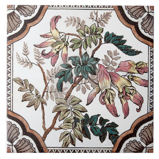 Carreau Repro, antiquité de la vaisselle à fleurs victorie (Devant)
