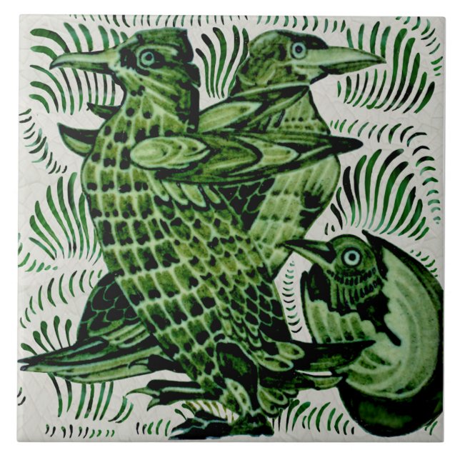 Carreau Repro De Morgan Birds+Chick Hatching Manipulé (Devant)