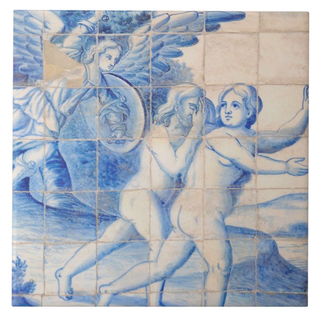 Carreau Repro Delft Tile Adam et Eve Expulsion (Devant)