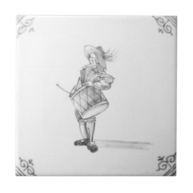 Carreau Repro Drummer portugais Azulejos Tile (Devant)