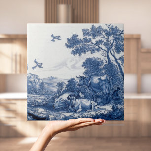 Carreau Repro Dutch Delft Tile avec vaches