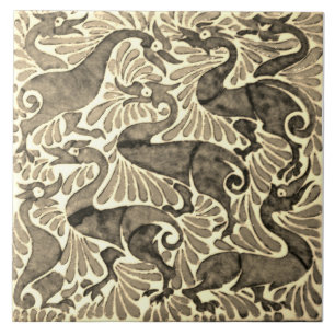 Carreau Repro Edwardian Art Nouveau Carrelage gris bleu