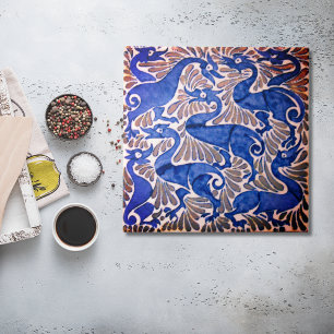 Carreau Repro Edwardian Art Nouveau Carrelage gris bleu