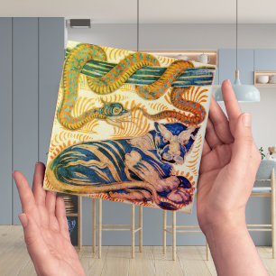 Carreau Repro Edwardian Art Nouveau Tiger Snake Tile