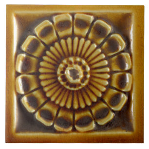 Carreau Repro Espagnol Azulejos Tile florale de moutarde