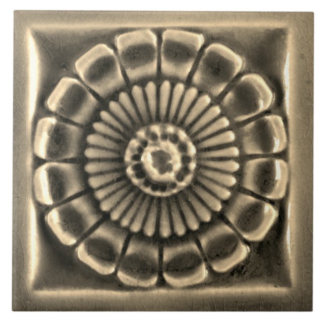 Carreau Repro Espagnol AzulejosFaux relief Gris Floral Car (Devant)