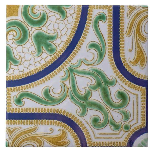 Carreau Repro Espagnol Géométrique Azulejos Bleu Carrelage (Devant)