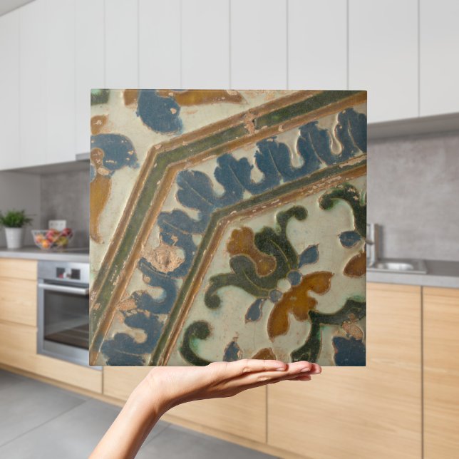 Carreau Repro Espagnol Géométrique Azulejos Floral Carrela (Repro Spanish Geometric Azulejos Floral Green Tile
)