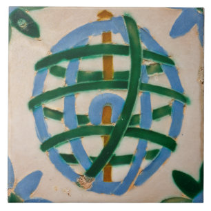 Carreau Repro Espagnol Géométrique Azulejos Vert Bleu