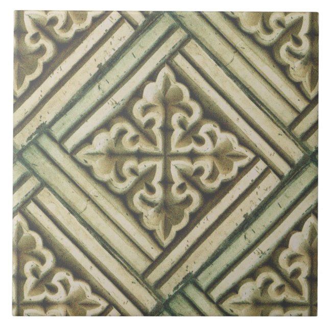 Carreau Repro espagnol Maure motif floral Faux relief (Devant)