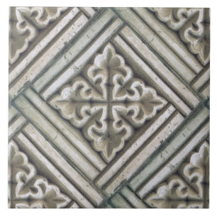 Carreau Repro espagnol Maure motif floral Faux relief Ti