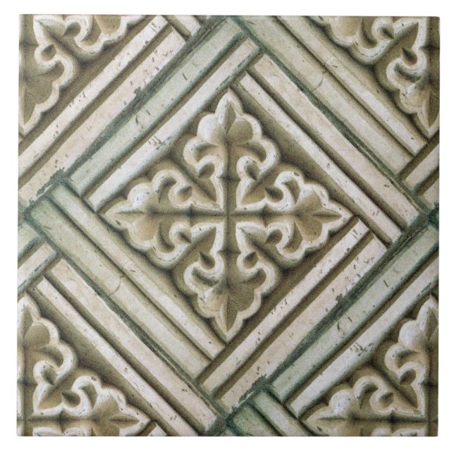 Carreau Repro espagnol Maure motif floral Faux relief Ti (Devant)