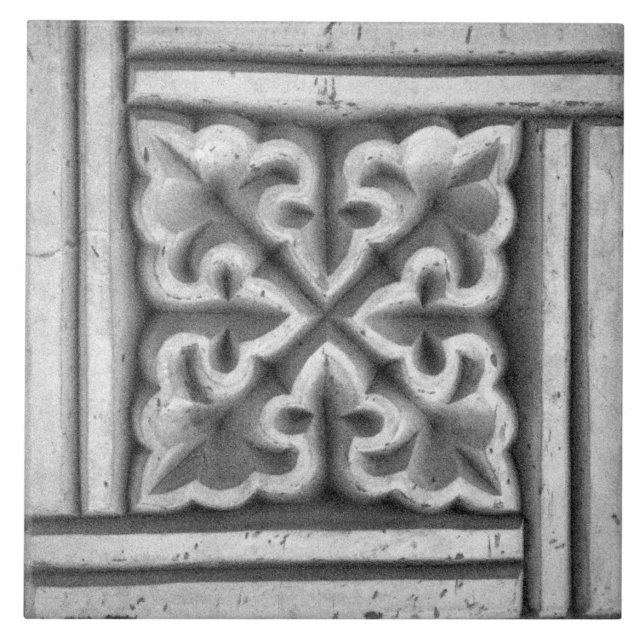 Carreau Repro espagnol Maure motif floral Faux relief Ti (Devant)
