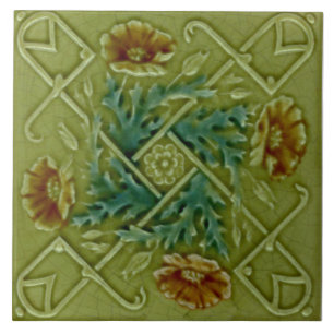 Carreau Repro Faux Relief Moléculé Floral Trellis Majolica