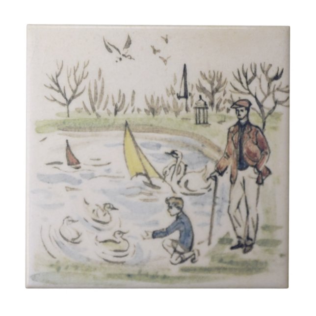 Carreau Repro Hyde Park Pond Canards Londres Carrelage vic (Devant)