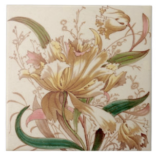 Carreau Repro Lea & Boulton 1890 Floral Transware