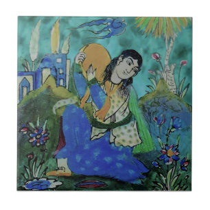 Carreau Repro percussionniste de Qajar aux couleurs vives