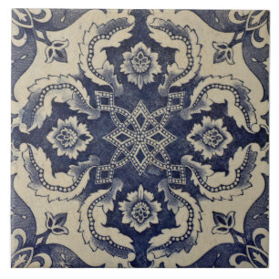 Carreau Repro Portugais bleu géométrique Azulejos Floral