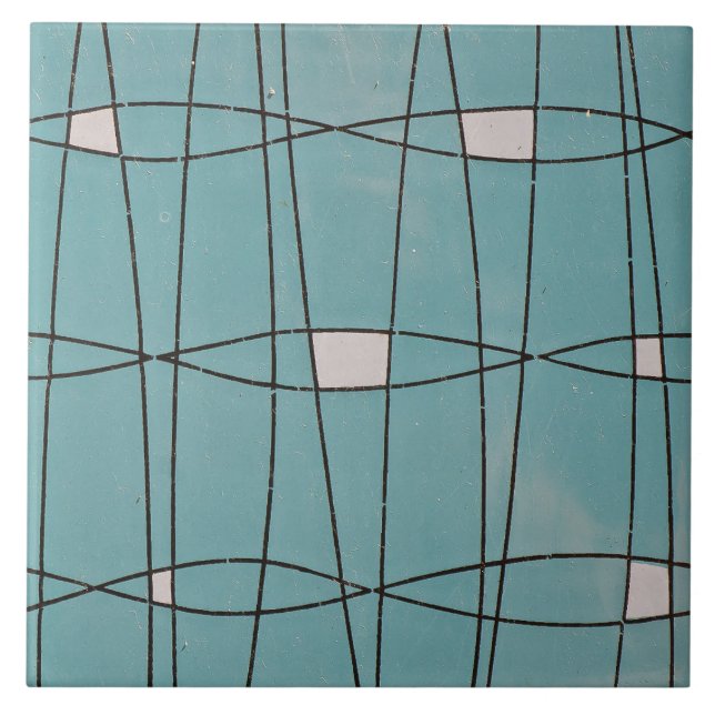 Carreau Repro Portugais bleu géométrique Azulejos Moderne (Devant)