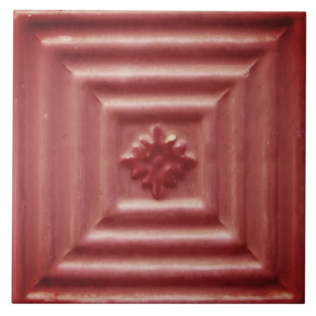Carreau Repro Portugais Faux Relief Rouge Floral Carrelage (Devant)