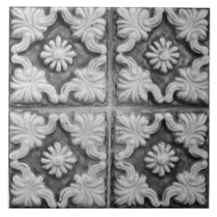 Carreau Repro Portugais Faux Relief Rouge Gris Floral Carr