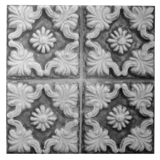 Carreau Repro Portugais Faux Relief Rouge Gris Floral Carr (Devant)