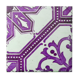 Carreau Repro Portugais Violet Géométrique Azulejos Carrea