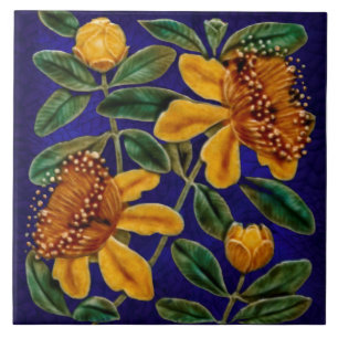 Carreau Repro, superbe Floral Faux Relief Majolica