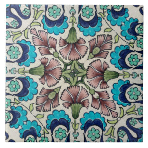 Carreau Repro Vintage bleu marron Floral De Morgan tuiles