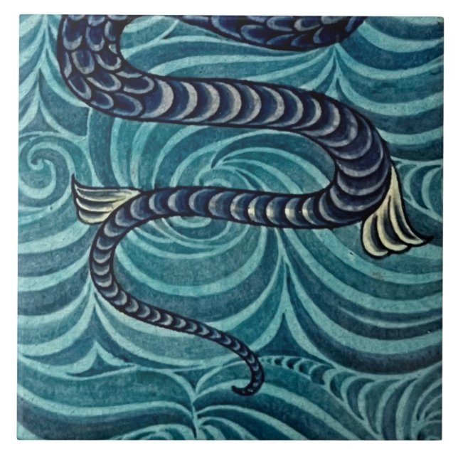 Carreau Repro Vintage Blue Seahorse De Morgan (Devant)