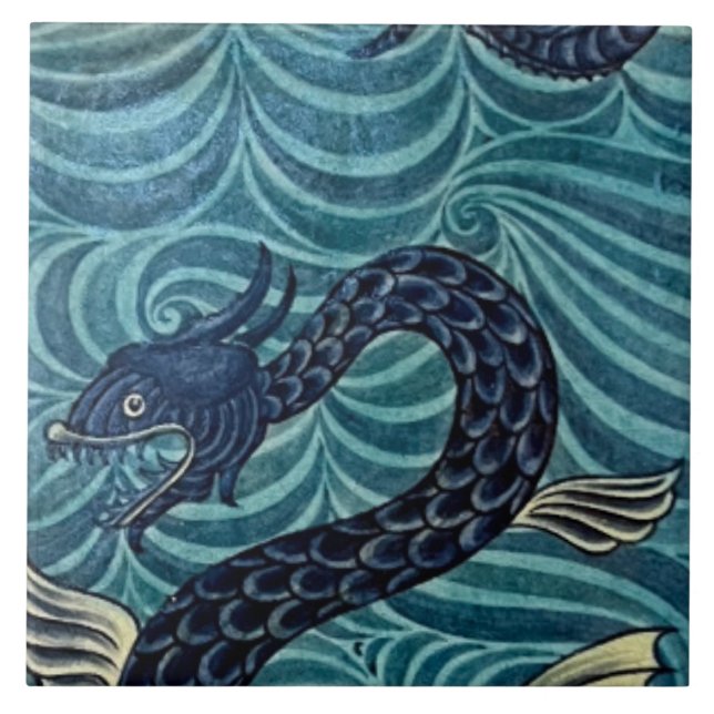 Carreau Repro Vintage Blue Seahorse De Morgan (Devant)